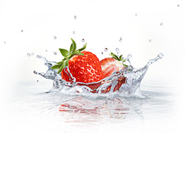 Strawberries being dropped into water